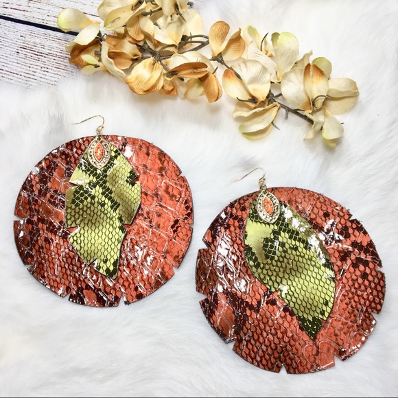 penelopejean Jewelry - Extra Large Snakeskin Print Statement Earrings